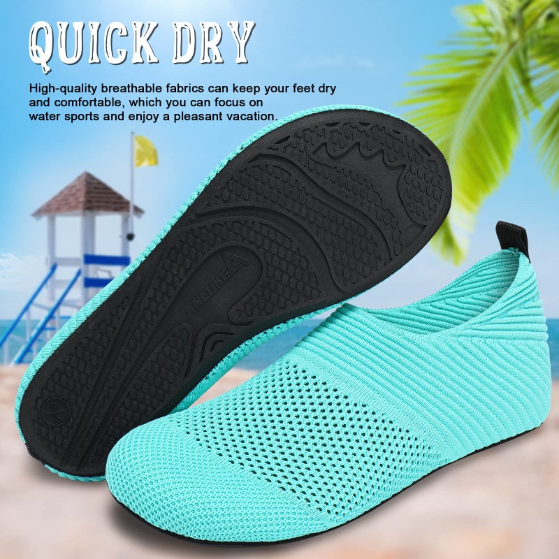 ANLUKE Water Shoes for Womens Mens Barefoot Quick-Dry Aqua Socks for Beach Swim Surf Yoga (40/41, KGreen) - Image 2